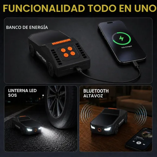 Vista 7 de Inflador de neumáticos con forma de coche bomba de aire