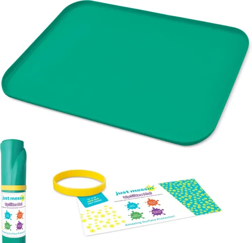 Vista 9 de Just Messin' Tapete de silicona para arte y manualidades, Legos, slime, resina, pintura y fabricación de joyas, protección de mesa con lados