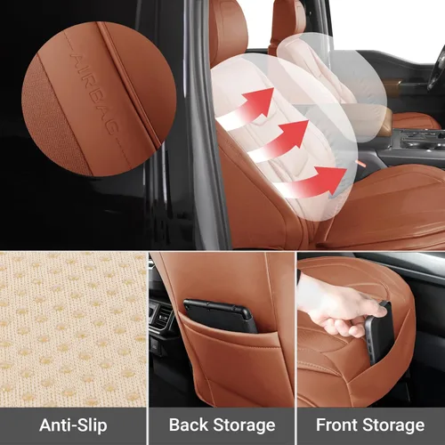 Vista 6 de Coverland Fundas de asiento de automóvil personalizadas compatibles con Toyota Solara Convertible 2004-2008, cubierta impermeable de espuma Marrón