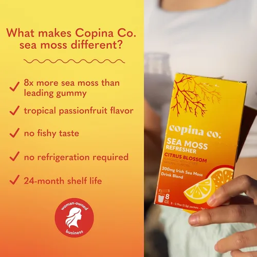 Vista 7 de Copina Co. Refrescante orgánico de musgo marino irlandés para la salud intestinal y el apoyo inmunológico 200 mg Sabor a flor de cítricos