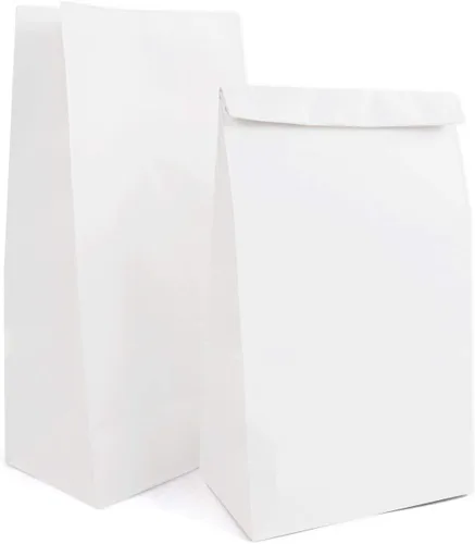 Vista 7 de Kslong Pequeñas bolsas de papel blanco, 50 mini bolsas de papel para regalos de fiesta, bolsa de almuerzo de papel a granel para sándwich, palomitas