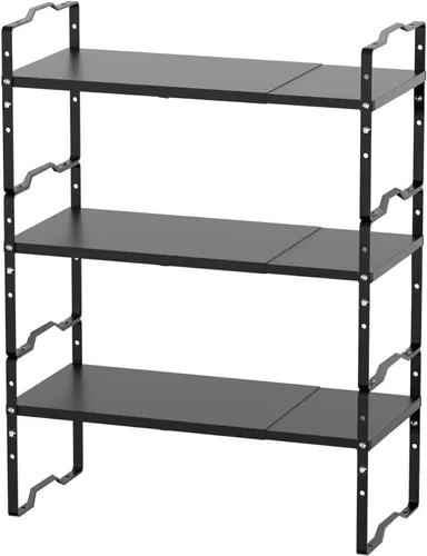 Vista 11 de Jojocross Estante expandible para organizador de gabinete, estante de especias apilable ajustable en la cocina y el baño, para mostrador, despensa