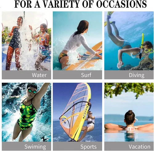 Vista 7 de Traje de neopreno de una pieza para mujer, chaleco sin mangas, pantalones cortos, traje de buceo, cremallera frontal, protector solar elástico
