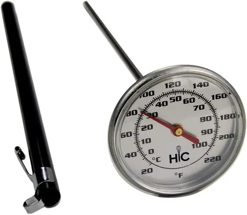 Vista 7 de HIC Kitchen Termómetro de carne de lectura instantánea para asar, acero inoxidable, cara inastillable, cubierta protectora con tabla de temperatura