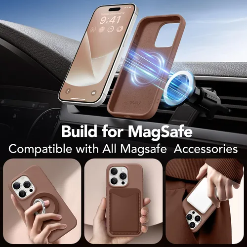 Vista 3 de GONEZ Funda magnética para iPhone 15 Pro, compatible con MagSafe, [protector de pantalla + protector de lente de cámara], funda protectora