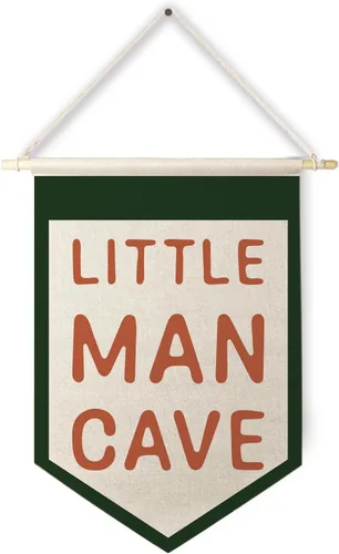 Vista 10 de Qpenm Cueva del Hombre Pequeño Bandera Colgante de Pared en Lienzo, Decoración para Habitación de Niños, Banderines Modernos en Blanco y Negro