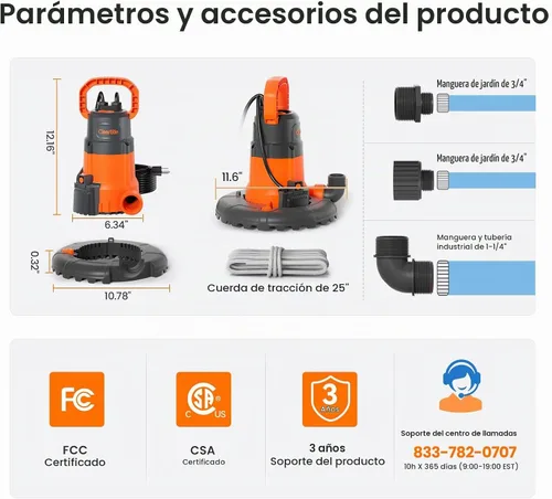 Vista 8 de Bomba automática inteligente para cubierta de piscina de agua, bomba sumergible que elimina el agua de las piscinas de invierno enterradas/sobre