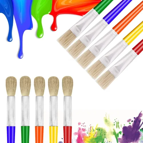 Vista 5 de 10 piezas de pinceles de pintura para niños, pinceles de pintura Anezus para niños pequeños, pinceles grandes y gruesos para niños pequeños