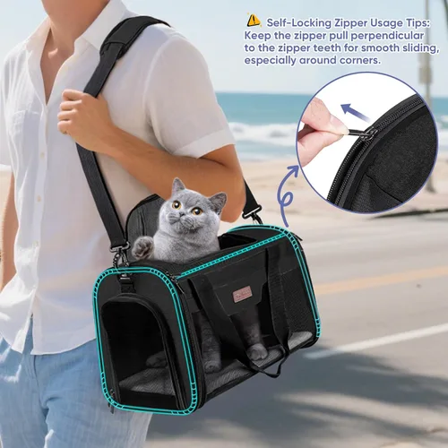Vista 3 de BALEINE Transportador para gatos, transportador para cachorros y perros para mascotas pequeñas y medianas de hasta 15 libras, bolsa de viaje