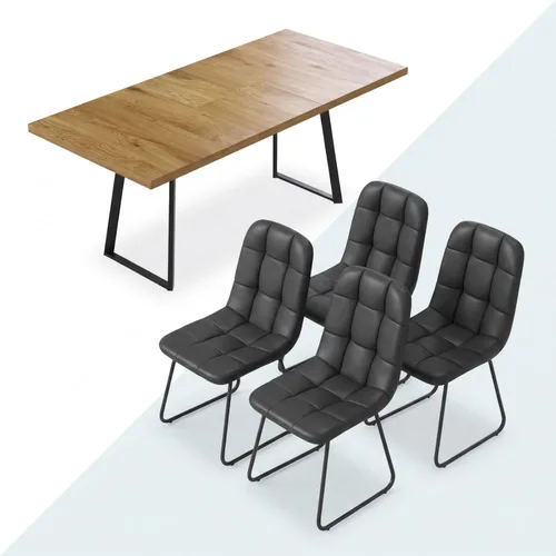 Vista 7 de ZckyCine Mesa de Comedor Moderna de Mediados de Siglo y Sillas para 4 Rectangular de Madera Expandible que Ahorra Espacio Multifuncional Marrón