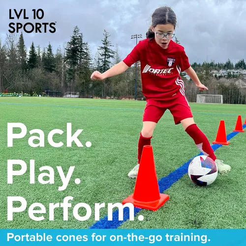 Vista 5 de LVL10 - Conos de entrenamiento profesionales, conos de fútbol grandes de 12 pulgadas para entrenamiento deportivo, para ejercicios de baloncesto