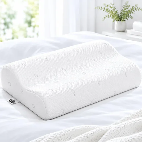 Vista 9 de Almohada de espuma viscoelástica de contorno cervical para dolor de cuello Azul