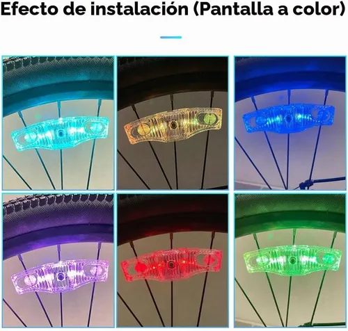 Vista 4 de Luces LED recargables para radios de bicicleta, paquete de 2, impermeables