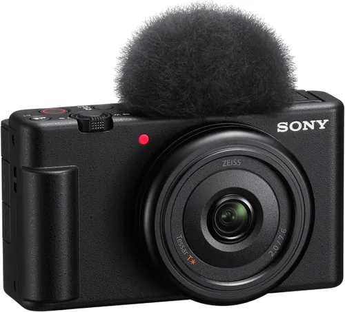 Vista 2 de Sony ZV-1F - Cámara para vlogging, color negro, paquete con agarre de disparo GP-VPT3, Corel