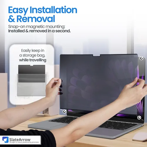 Vista 2 de Pantalla magnética de privacidad para MacBook Air de 13 pulgadas (2022-2025 M2-M4 Max), antirreflejo, protector de luz azul, resistente a