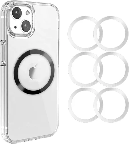 Vista 8 de Jeluse Paquete de 6 anillos universales de metal compatibles con Magsafe Sticker/iPhone/Samsung/Android todos los teléfonos celulares, anillo