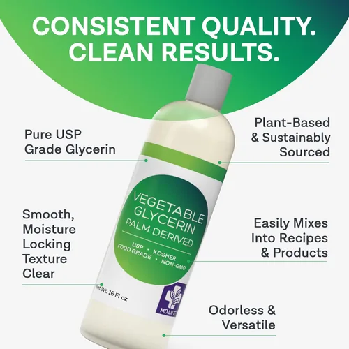Vista 6 de MD.LIFE Aceite líquido de glicerina vegetal, glicerina vegetal sostenible de grado alimenticio, 16 onzas, glicerina de grado farmacéutico para piel