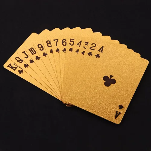Vista 7 de Vijiv 2 cartas de póquer doradas de lujo, cubierta de plástico impermeable para 1920 Gatsby Party Decor Adultos Juegos Regalos