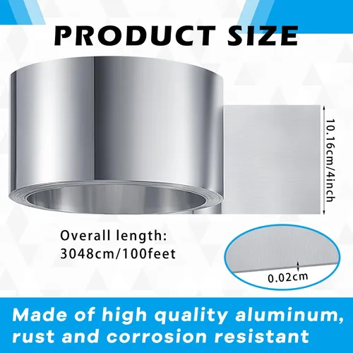 Vista 2 de Zonon Rollo de aluminio de 4 "x 100' para techo y jardín, paneles de techo de metal resistentes a la intemperie intermitentes para prevención