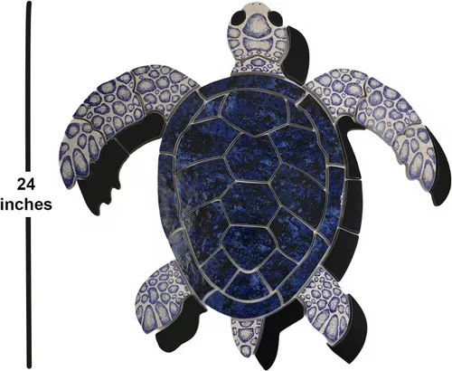 Vista 5 de Aquatic Custom Tile Blue Sea Turtle Group - Mosaico de piscina de porcelana