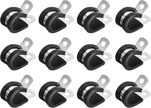 Vista 42 de uxcell Abrazadera de tubo de acero inoxidable en forma de R de 1-1/2 pulgadas (1.496 in) con aislamiento acolchado de goma