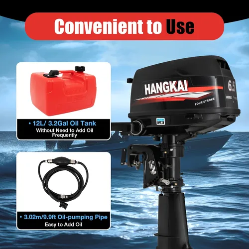Vista 9 de Motor fuera de borda de 4 tiempos, motor de barco de pesca resistente de 6.5 HP, motor fuera de borda inflable, motor de barco de gasolina de 123 CC