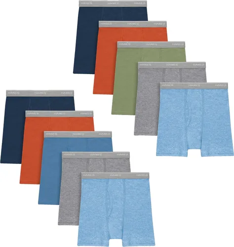 Vista 13 de Hanes Paquete de 8 o 12 calzoncillos tipo bóxer para niños, ropa interior elástica de algodón para niños y niños pequeños