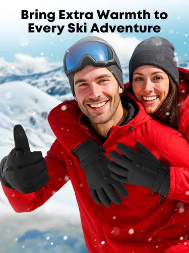 Vista 6 de KASBAH Guantes térmicos impermeables de invierno para hombres y mujeres, guantes de esquí con aislamiento cálido con diseño antideslizante