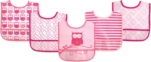 Vista 11 de Luvable Friends Baberos PEVA impermeables unisex para bebés Flamenco