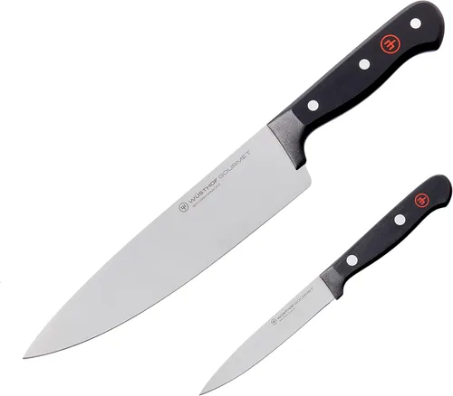 Vista 2 de WÜSTHOF Gourmet - Juego de cuchillos de chef de 2 piezas y afilador de mano de 2 etapas