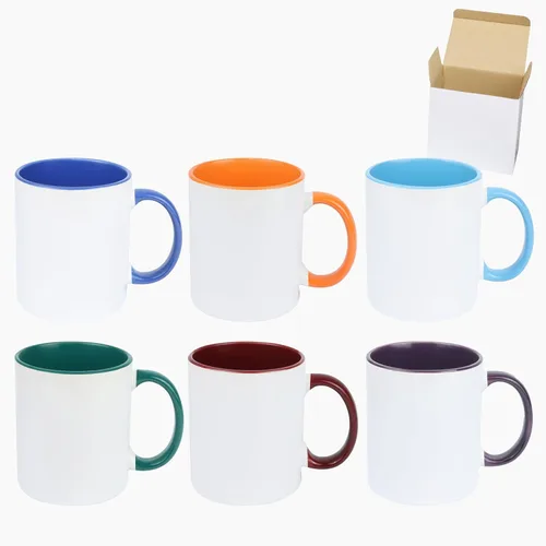 Vista 10 de Taza de café de cerámica de 11.0 onzas para sublimación, embalada en caja blanca