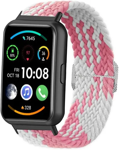 Vista 4 de Correa de reloj compatible con Huawei Watch FIT 2, correa de reloj deportiva de tejido suave transpirable ajustable de tela tejida elástica