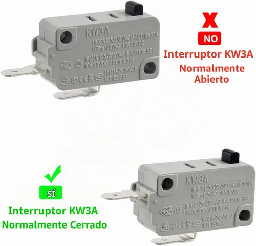 Vista 6 de BOJACK Interruptor de puerta de horno microondas KW3A 16A 125/250 V Interloc de puerta (paquete de 2 interruptores normalmente cerrados)