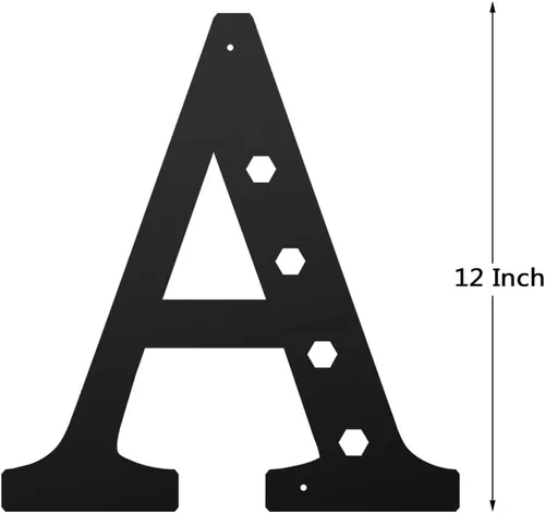 Vista 2 de Letras metálicas para decoración de pared de 12 pulgadas, letras colgantes negras, letras visuales 3D grandes del alfabeto moderno, decoración