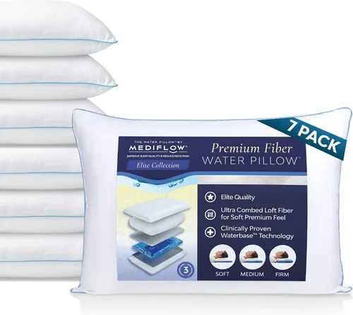 Vista 7 de Mediflow Almohada de agua, colección Elite, almohada de fibra. Almohada ortopédica para aliviar el dolor de cuello, almohada de agua ajustable