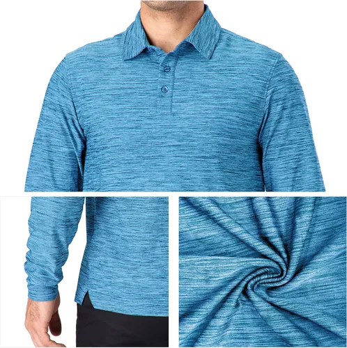 Vista 10 de NAVISKIN Camisas polo para hombre, de secado rápido, UPF 50, manga larga y corta, que absorben la humedad