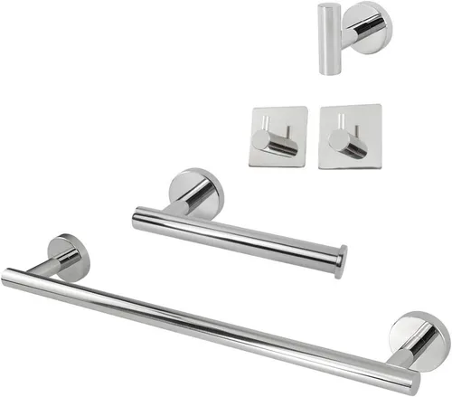 Vista 9 de TocTen Juego de 4 piezas de accesorios de baño, juego de barra de toalla de mano de acero inoxidable grueso, incluye soporte para toallas de baño