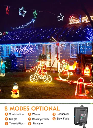 Vista 3 de Brightown Solar String Lights Outdoor Waterproof, 39FT 100LEDs, Multicolor M-color-1