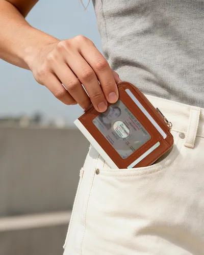 Vista 6 de Billeteras pequeñas y plegables para mujer, mini-cartera RFID para mujer, tarjetero delgado con bolsillo con cremallera para monedas y 2 ventanas