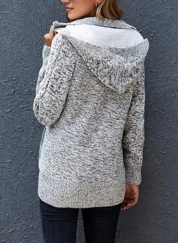 Vista 4 de Sidefeel - Cárdigan con capucha para mujer, abrigo tejido de punto trenzado con botones