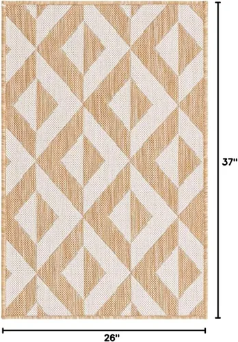 Vista 2 de Unique Loom Jill Zarin Outdoor Collection - Alfombra rectangular (2 pies 2 pulgadas x 3 pies 1 pulgadas, rectangular, beige y marrón)