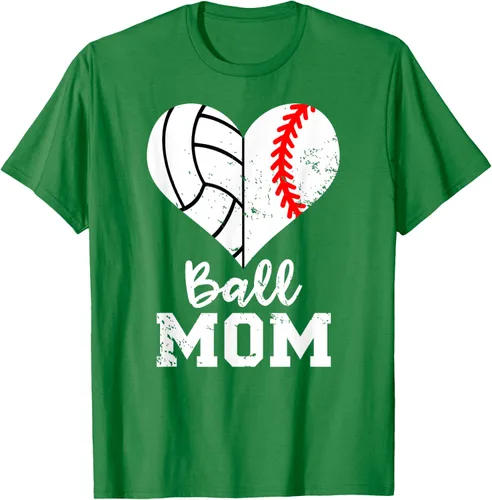 Vista 4 de Ball Mom Heart Funny Baseball Voleibol Mom - Camiseta para mamá, Negro, S
