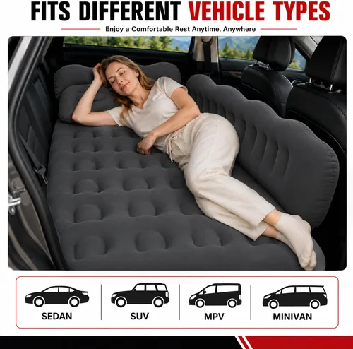 Vista 8 de Colchón de aire de coche para asiento trasero de camioneta SUV Gris