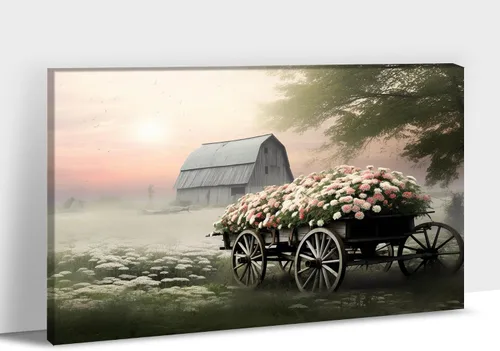 Vista 20 de Arte de pared con estampado de granero blanco de granja, granero y vaca, arte de pared con imágenes de granero blanco, cuadros rústicos de campo