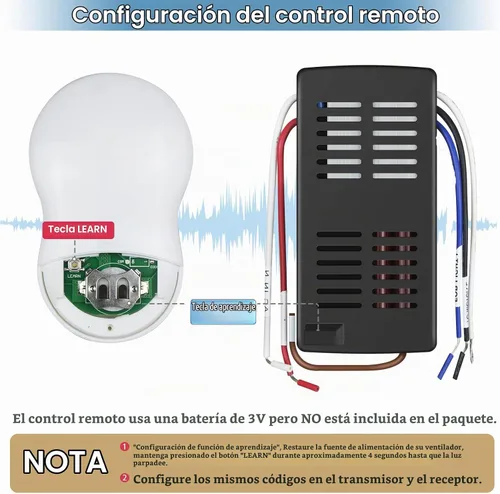 Vista 5 de Kit de control remoto universal para ventilador de techo regulable
