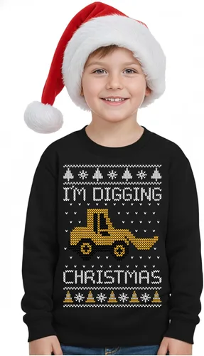 Vista 7 de Tstars Dabbing Santa Kids Christmas Sweatshirt Boy Youth Ugly Holiday Dab / Negro