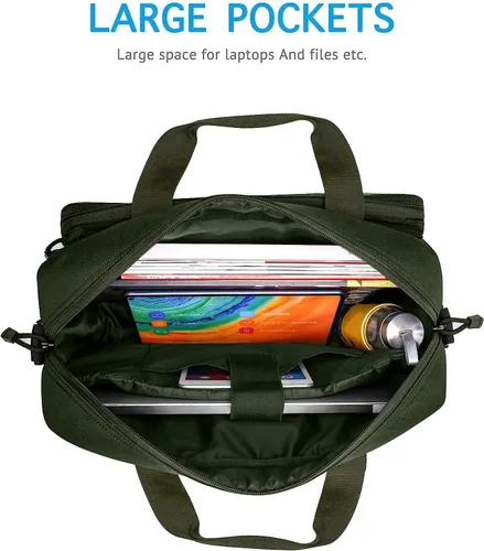 Vista 3 de MOSISO Bolsa táctica para laptop de 15.6 pulgadas para hombres, bolsa de mensajero táctica de 15-16 pulgadas, bolsa de hombro con múltiples Verde