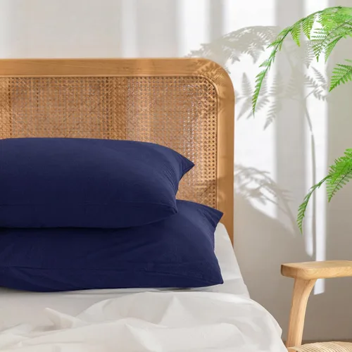 Vista 32 de BESTOUCH 100% Algodón Lavado Funda de Almohada para Cabello y Piel, Sensación de Lino, Suave, Cómoda, Transpirable, Juego de 2 Fundas de Almohada