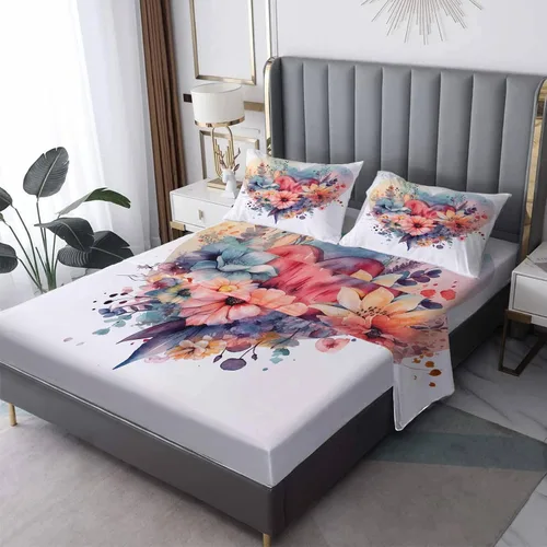 Vista 9 de Daisy Sheets Juego de sábanas tamaño individual, sábanas de microfibra suave y bolsillo profundo, sábanas y fundas de almohada estampadas sin
