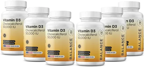 Vista 9 de Balance Breens Vitamina D3 50,000 UI - 60 cápsulas vegetales - Suplemento de vitamina D sin gluten de alta potencia sin OMG